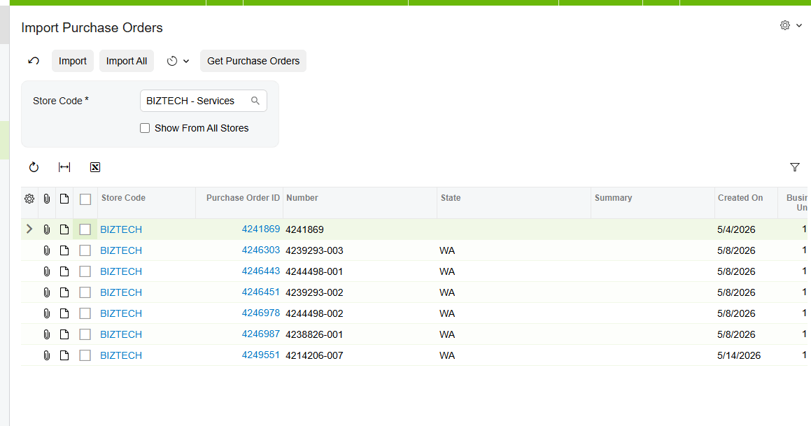 Import Purchase Orders