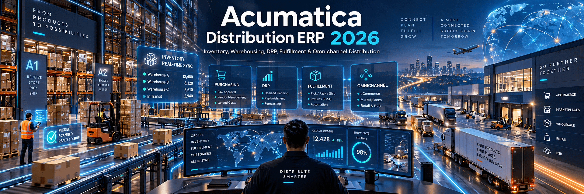 Acumatica Distribution ERP 2026: Complete Guide to Inventory, Warehousing, DRP, Fulfillment and Omnichannel Distribution