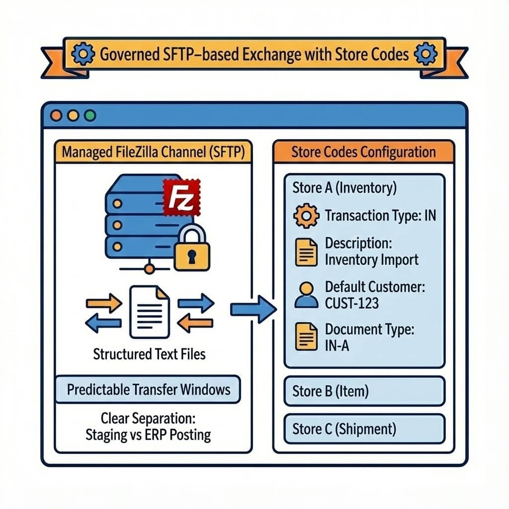 Biz-Tech Services: SFTP-based data exchange with store codes configuration