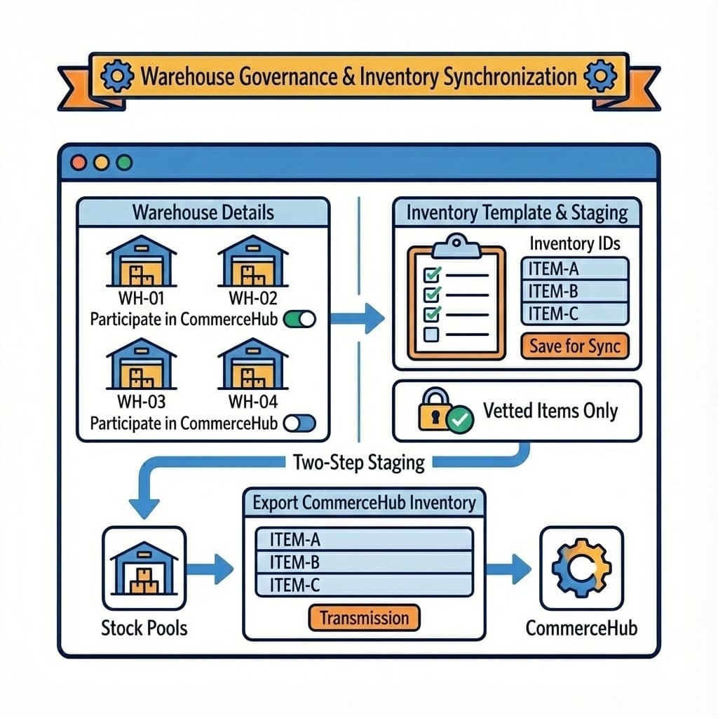 Biz-Tech Services: warehouse governance and inventory synchronization workflow for CommerceHub