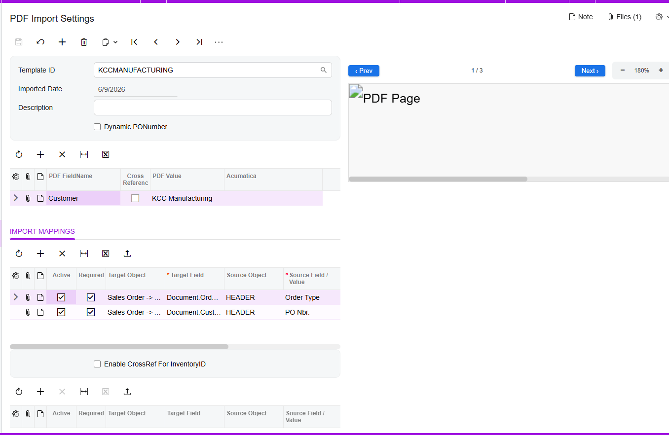 PDF Import Settings
