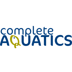 Complete Aquatics logo with blue wordmark and yellow fish icon