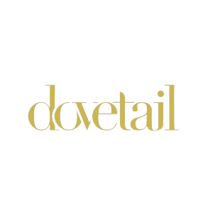 Dovetail logo wordmark in gold on black background