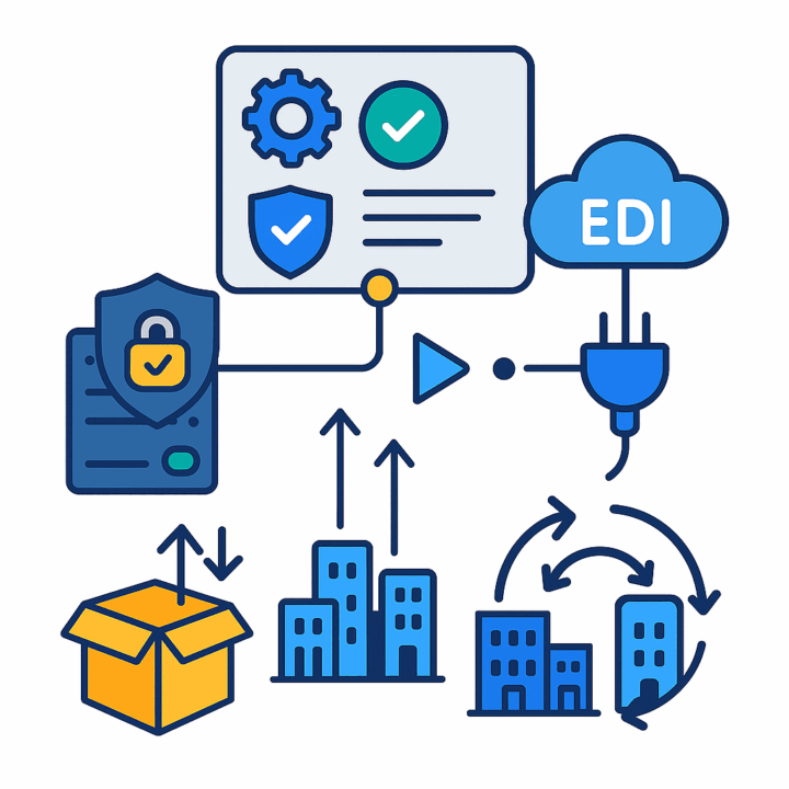 EDI integration workflow showing secure document exchange and supply chain sync