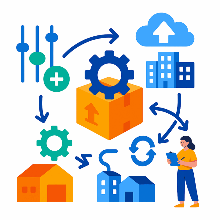 Configurable deployment and governance workflow with cloud sync and warehouses