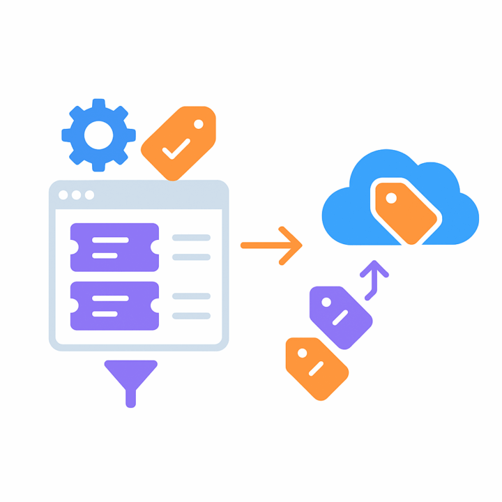 Pricebook export to cloud with tags and filter icon