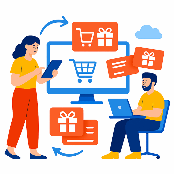 Team managing gift card purchases in an online store interface.