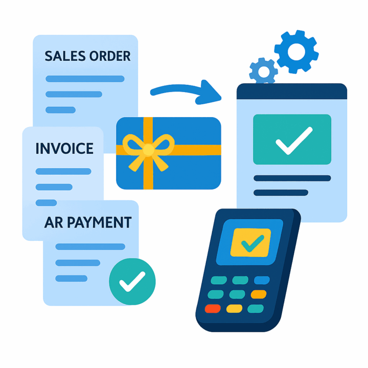 Illustration of sales order, invoice, and AR payment approval workflow.