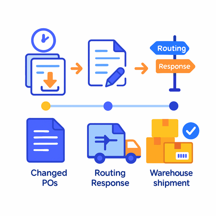 outing response workflow from changed purchase orders to warehouse shipment
