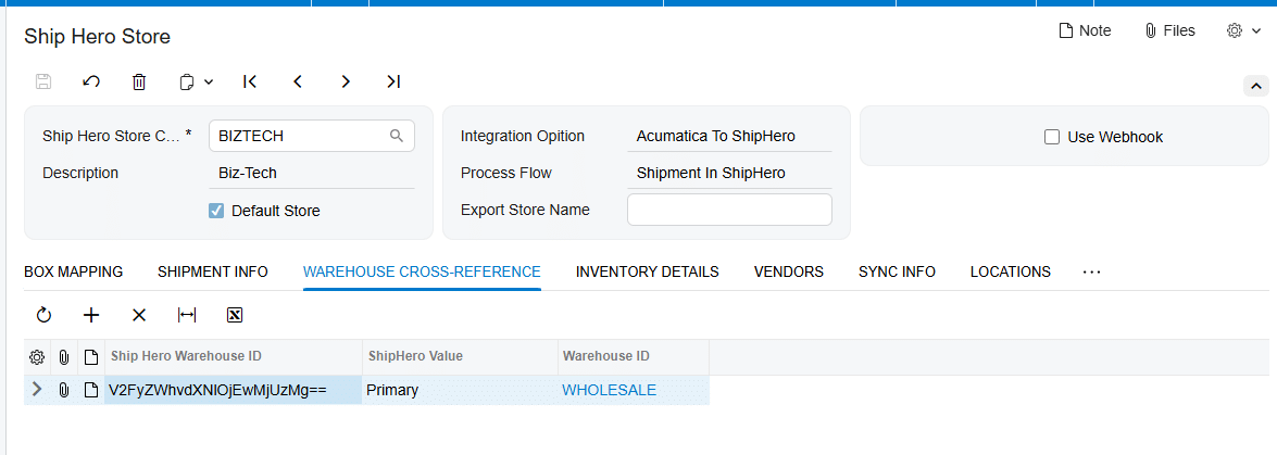 ShipHero warehouse cross-reference
