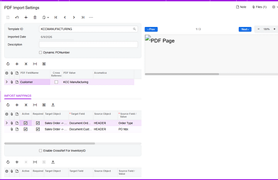 PDF Import Settings